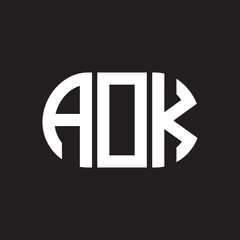 AOK letter technology logo design on black background. AOK creative initials letter IT logo concept. AOK setting shape design
