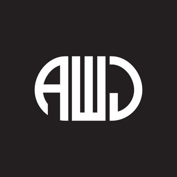 AWJ letter logo design on black background. AWJ creative initials letter logo concept. AWJ letter design.	
