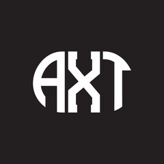 Obraz premium AXT letter logo design on black background. AXT creative initials letter logo concept. AXT letter design. 