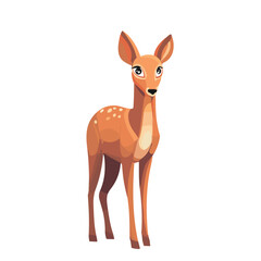 Young deer isolated on white background. Vector illustration.