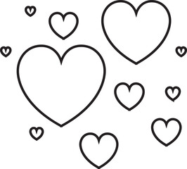 Vector outline flat red hearts Decoration