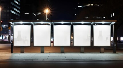 Generative AI : Blank banner. This is for advertisers to place ad copy samples on a bus shelter.
