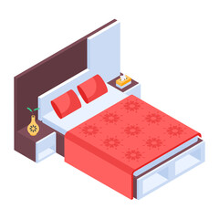Pack of Modern Bedrooms Isometric Icons  

