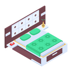 Pack of Modern Bedrooms Isometric Icons  

