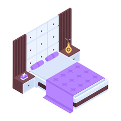 Pack of Modern Bedrooms Isometric Icons  

