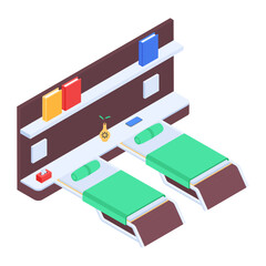 Pack of Modern Bedrooms Isometric Icons  

