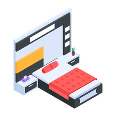 Pack of Modern Bedrooms Isometric Icons  

