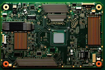 Fototapeta premium A powerful computer processor or chip on a motherboard. Modern technologies.