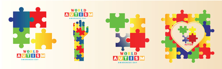 World Autism awareness day vector, Puzzles 
