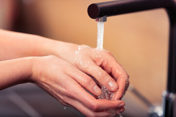 Female hands, kitchen water, luxury appreciated