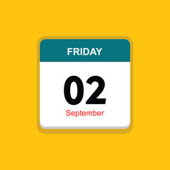 september 02 thursday icon with yellow background, calender icon