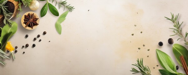 art cooking banner background Italian herbs for home recipe, Generative AI - obrazy, fototapety, plakaty