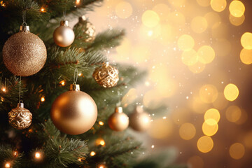 Obraz na płótnie Canvas Brightly Christmas tree close up