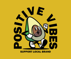 Cute kawaii avocado stickers. Set of doodle fruit on green background. Trendy decor for notebook or diary. Hand drawn vector illustration in flat cartoon style.