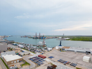 Aerial drone photo Port of Galveston Texas Pier 18