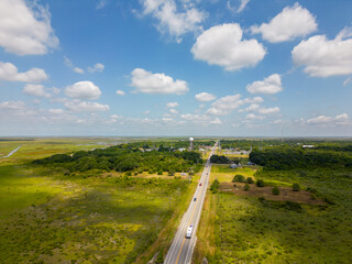 Fototapeta na wymiar Aerial photo road 124 Stowell High Island Texas