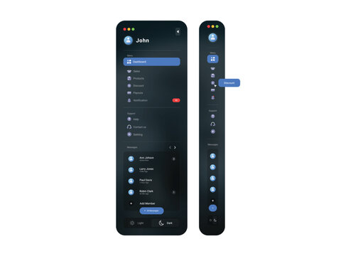 EPS Navigation Bar Template For Dasshboard And Website Use Full Editable And Vector (Dark Mode)