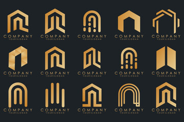 set of Abstract letter N logo design. modern creative logotype monogram icon design inspiration.