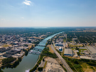 Obraz premium Aerial photo Brazoa River bridges Waco Texas