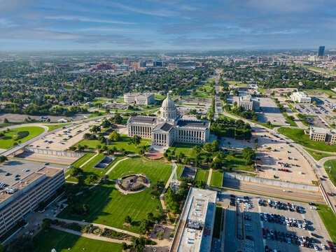 Aerial drone photo Oklahoma State Capitol Building