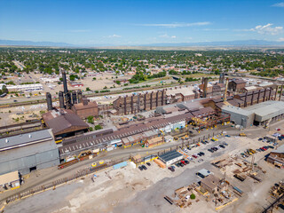 Industrial steel mill plant drone inspection photo © Felix Mizioznikov