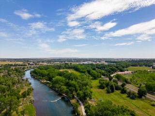 Aerial photo Pueblo City Park Colorado Summer 2023 Arkansas River