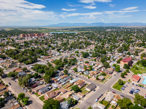 Aerial photo residential single family homes in Pueblo Colorado