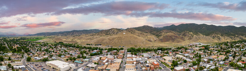 Aerial panorama salida Colorado historic town