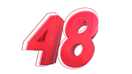 Creative red glossy 3d number 48