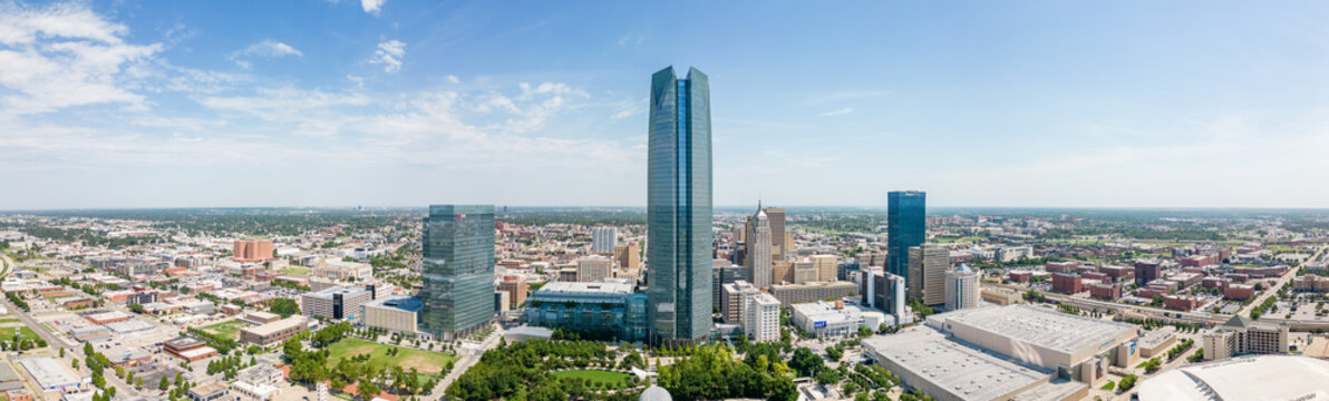 Aerial panorama photo Devon Energy Tower Oklahoma City OK