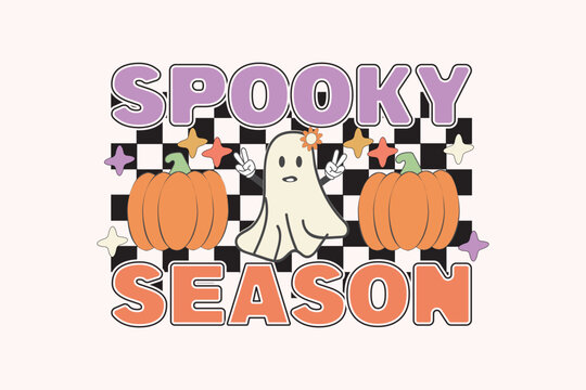 Spooky Season retro Halloween funny cute typography t shirt design vector Print Template