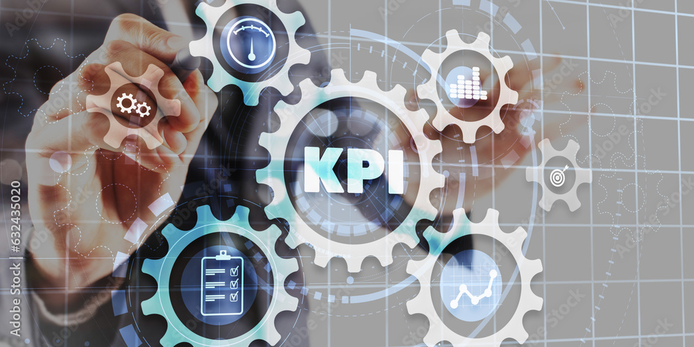 Poster kpi. key performance indicator. business technology internet and network concept. background data ce