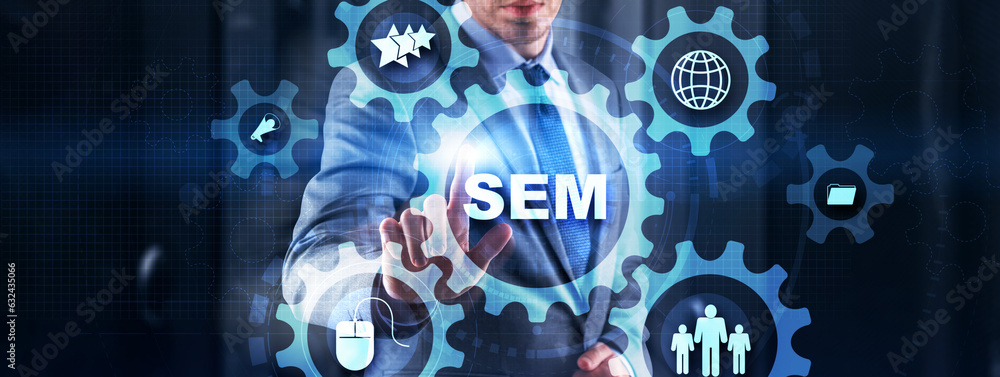 Poster sem search engine optimization traffic website internet business technology communication concept