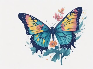 Fototapeta na wymiar Watercolor of butterfly in white background