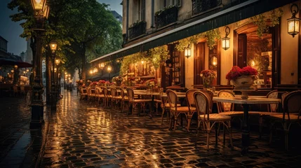 Foto auf Acrylglas Moskau Paris's cozy restaurants and rainy street scenes, capturing the calm and romantic atmosphere of the city. Generative AI