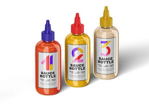 Sauce Bottle Mockup Set of Three