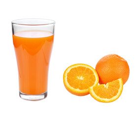 Full glass of orange juice and Orange fruit transparent png