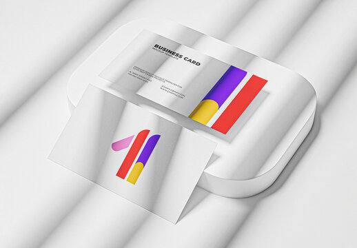 Simple White Business Card Mockup Front and Back View