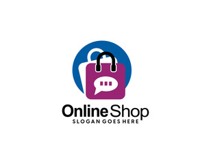 Shopping bag icon for online shop business logo