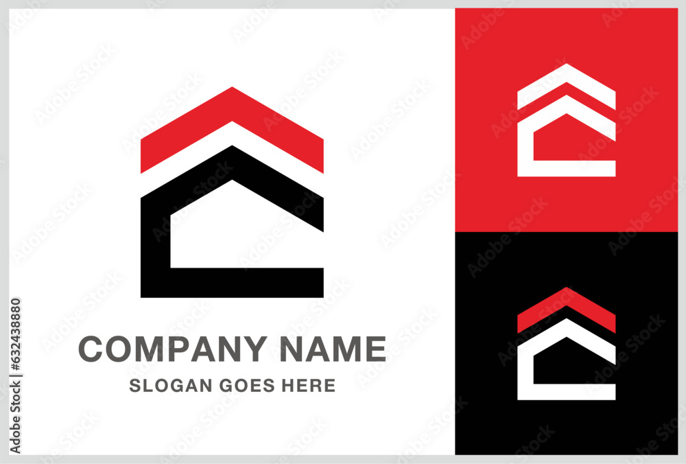 Wall mural Monogram Letter E Roof House Business Company Stock Vector Logo Design Template