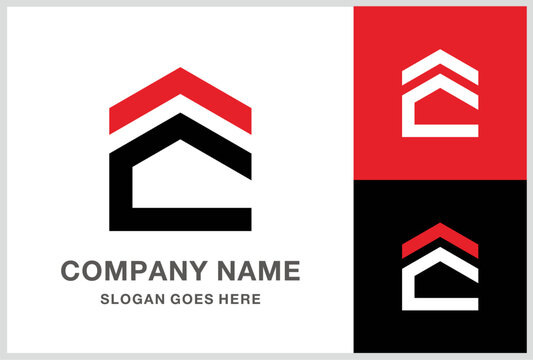 Monogram Letter E Roof House Business Company Stock Vector Logo Design Template