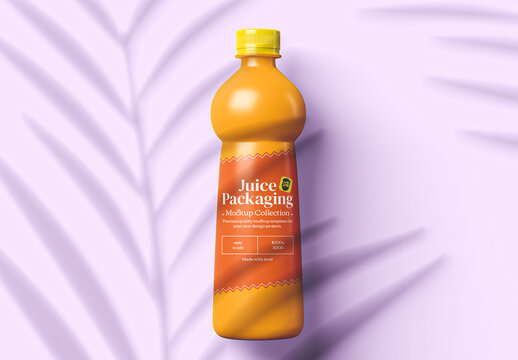 Plastic Juice Bottle Mockup With Yellow Cap