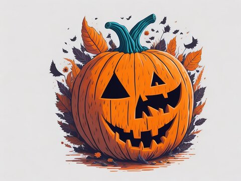 Watercolor halloween pumpkin illustration