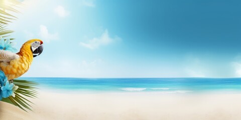 Fototapeta na wymiar summer holiday on tropical sea sandy beach banner design with copy space, Generative AI