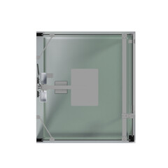 The shower cabin is isolated on a transparent background, 3D illustration, and a CG render