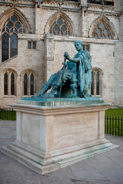 YORK, YORKSHIRE, UK - MARCH 14, 2010:   Bronze Statue of Emperor Constantine The Great Outside York Minster