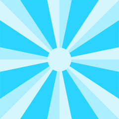 Line and light emanating from the sun in the sky, Pattern and white lines that radiate from the circle in vector graphic format on blue background