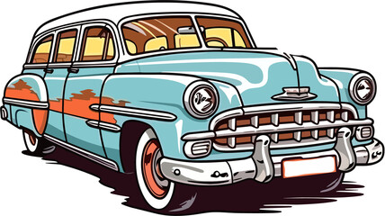 Chevrolet Bel Air Vintage Classic Car  Illustration, Vintage Classic Car Illustration