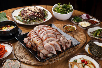 korean style beef pork bbq meat 