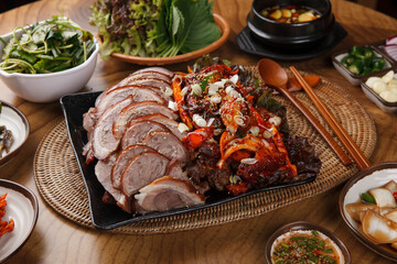 korean style beef pork bbq meat 